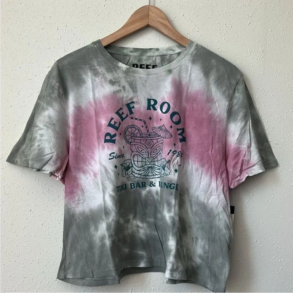 New Reef HURRICONE • CROPPED SS CREW Tie-Dye Cotton Tee Size L - Picture 1 of 7